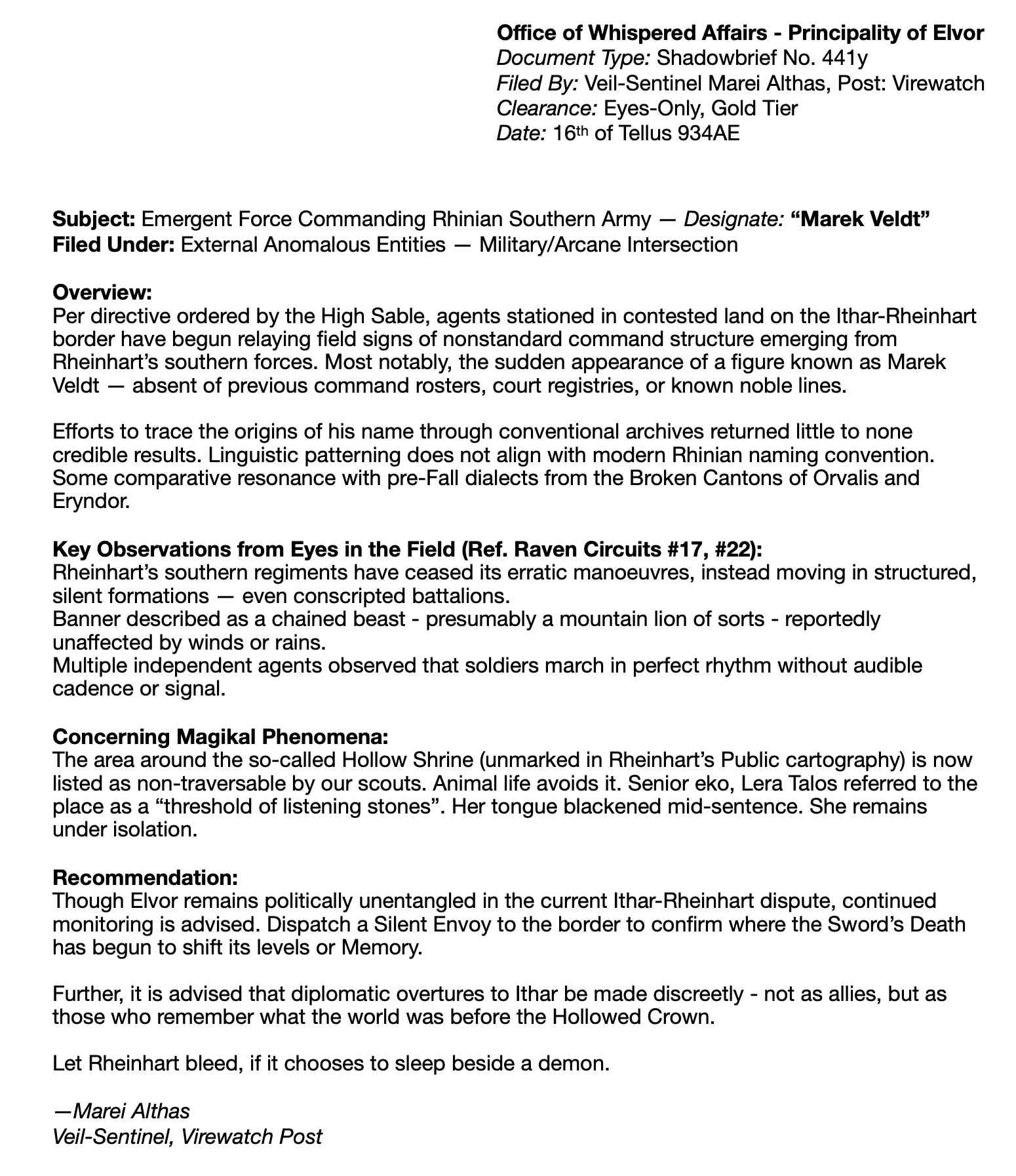 Elvor Report of Veldt