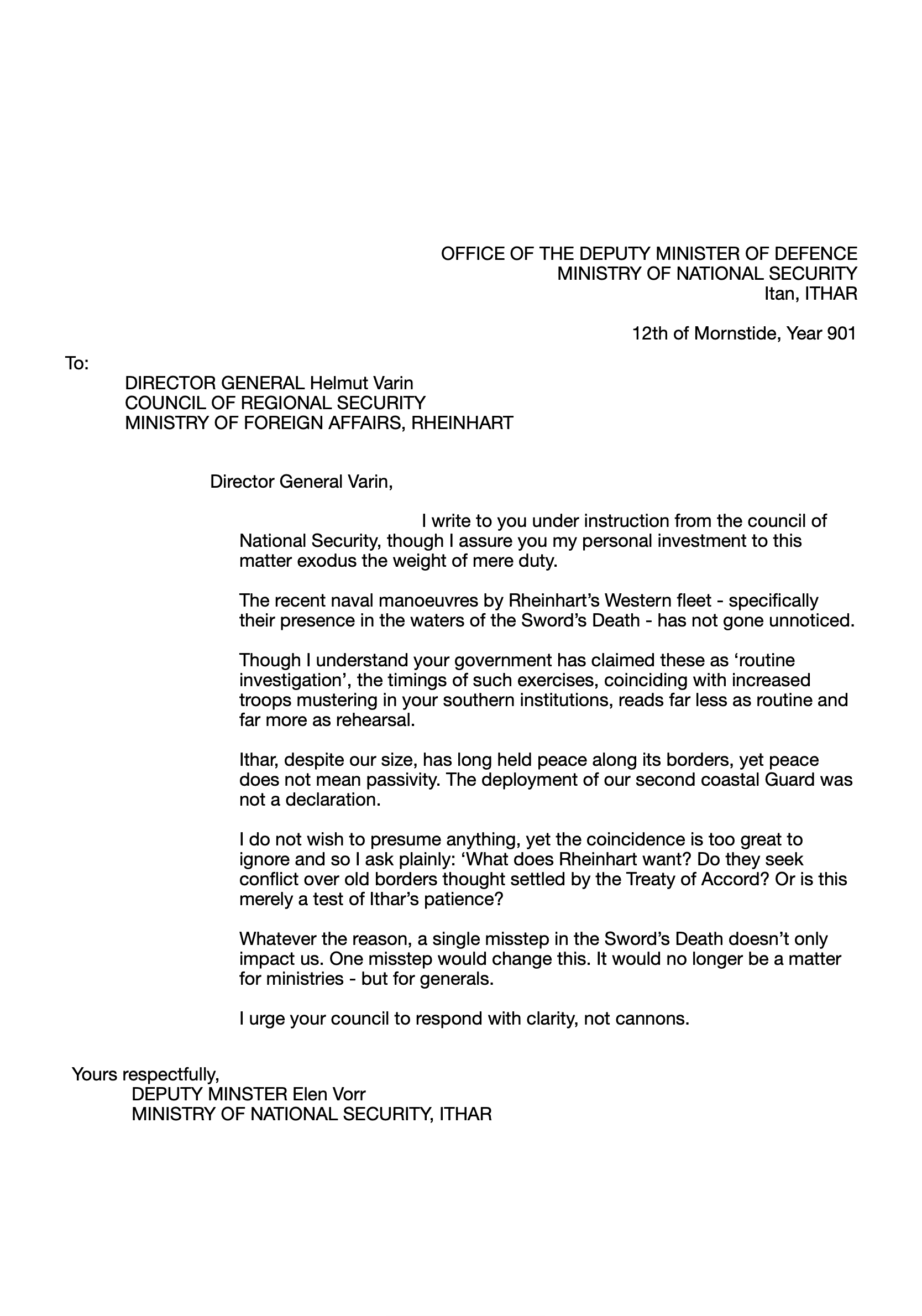 Letter Between Officials